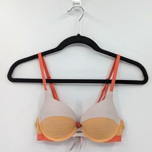 Victoria's Secret Bra 32A Yellow Orange Cream Heather Colorblock Perfect Shape